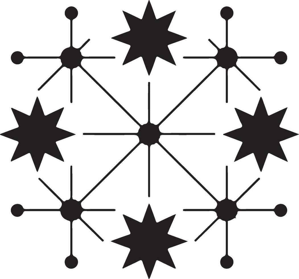 Geometric Starburst Pattern with Central Hub and Radiating Elements vector