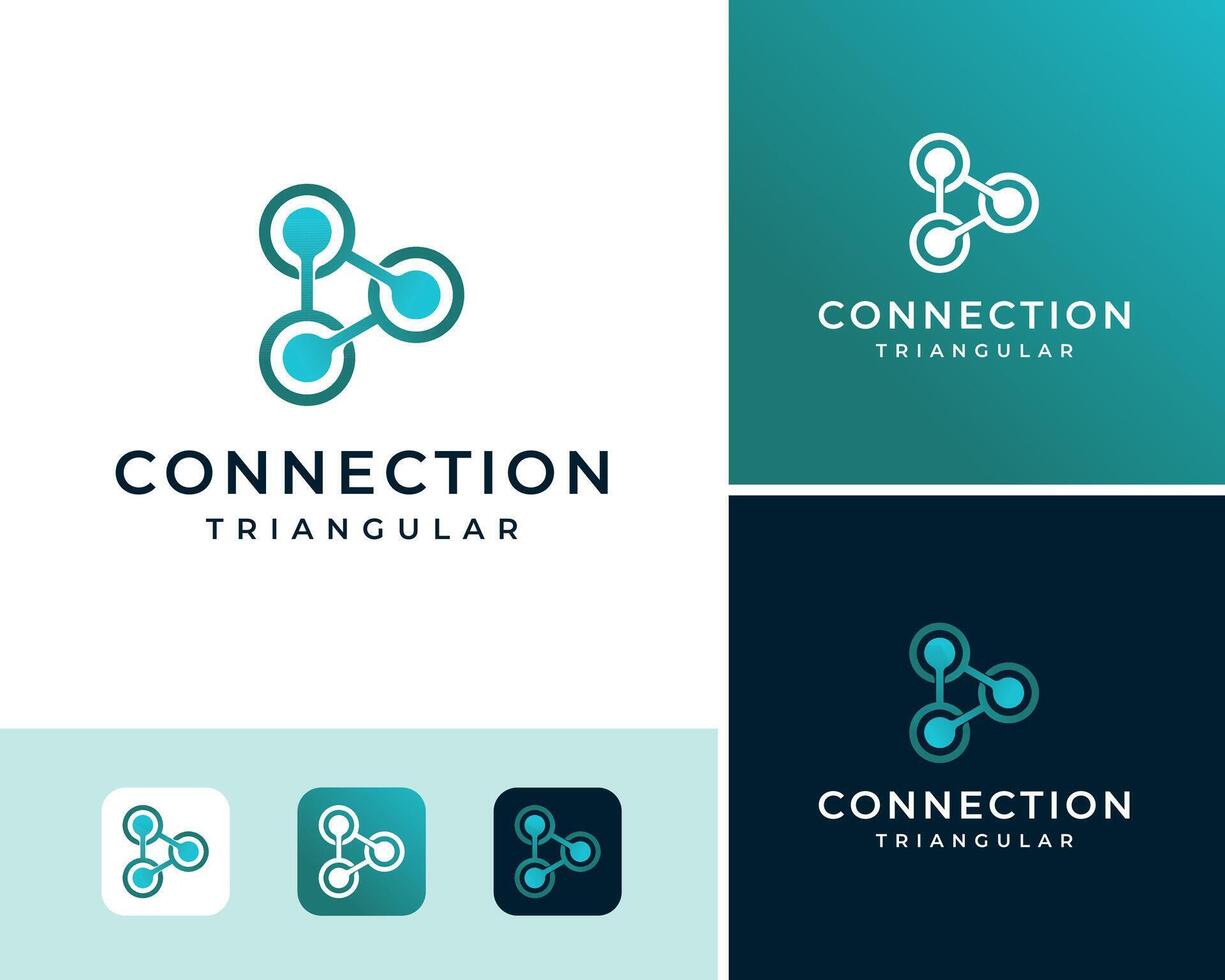Circle Point Molecule Triangle Connection Symmetry Abstract Logo Design Illustration vector
