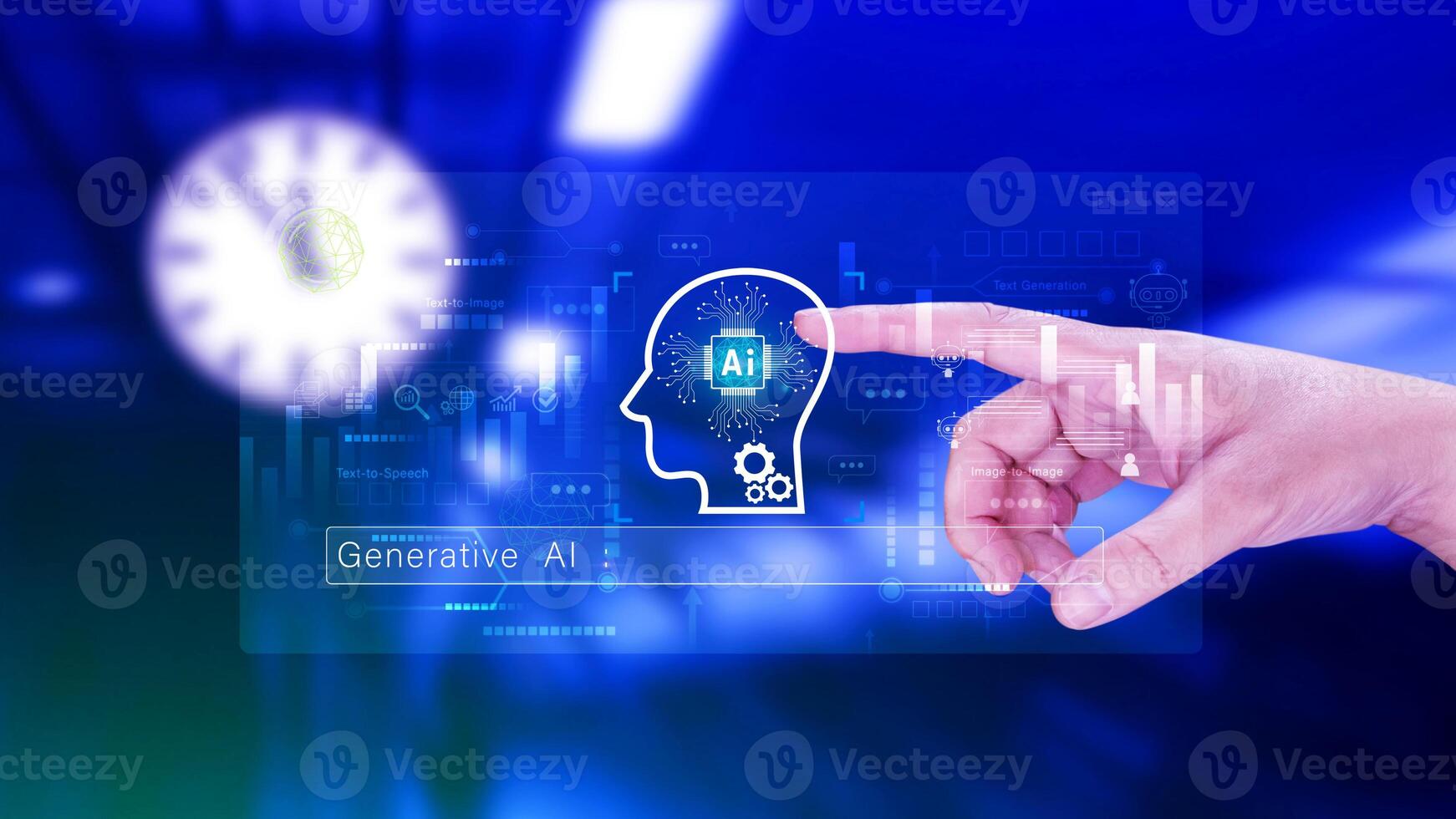 concept, using technology for working tools. Chat with AI, using technology smart robot AI, artificial intelligence to generate something. generative. photo