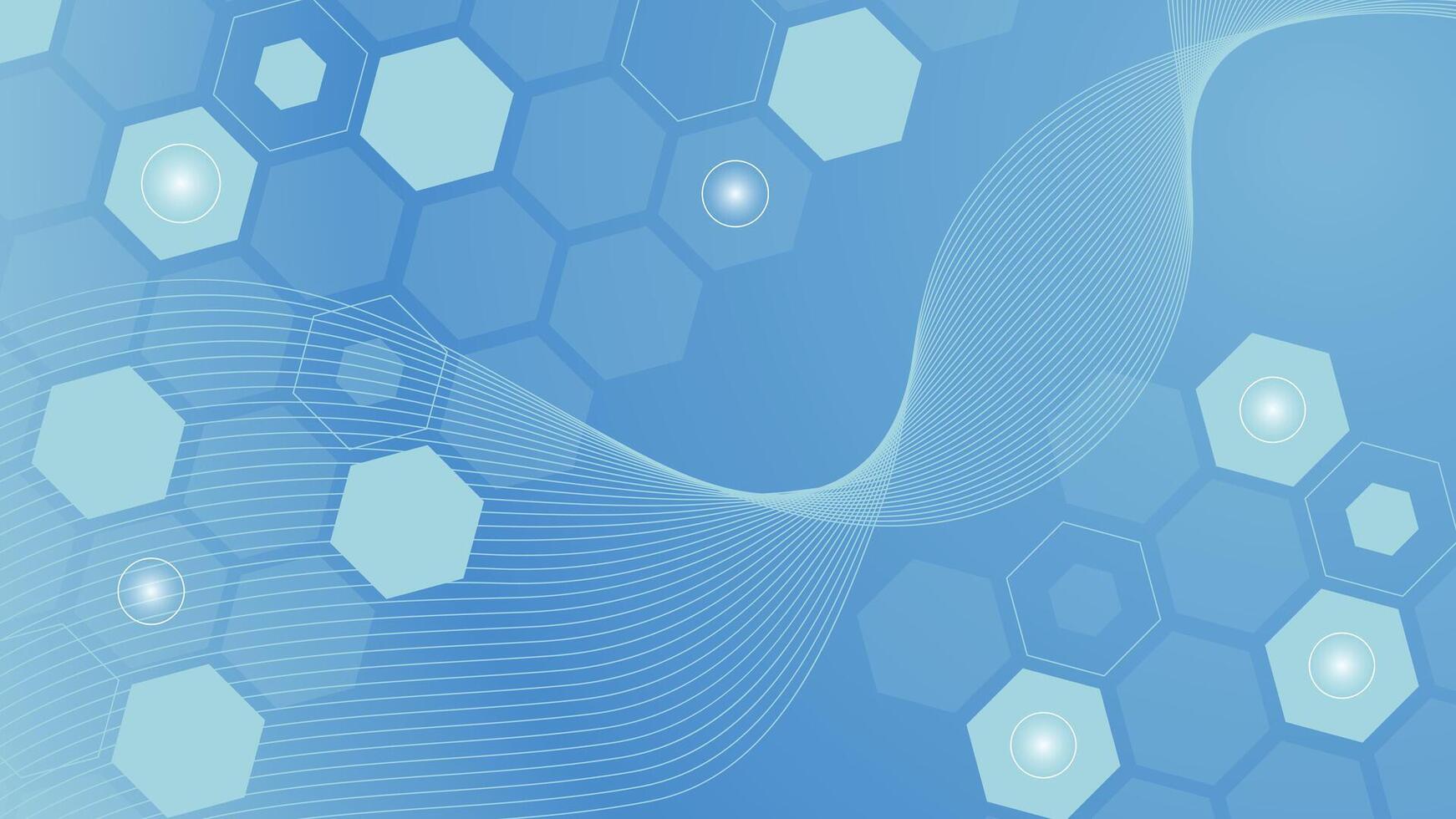 Modern abstract background with blue hexagon pattern and smooth wave lines, perfect for medical, healthcare, technology, science, and futuristic design projects vector