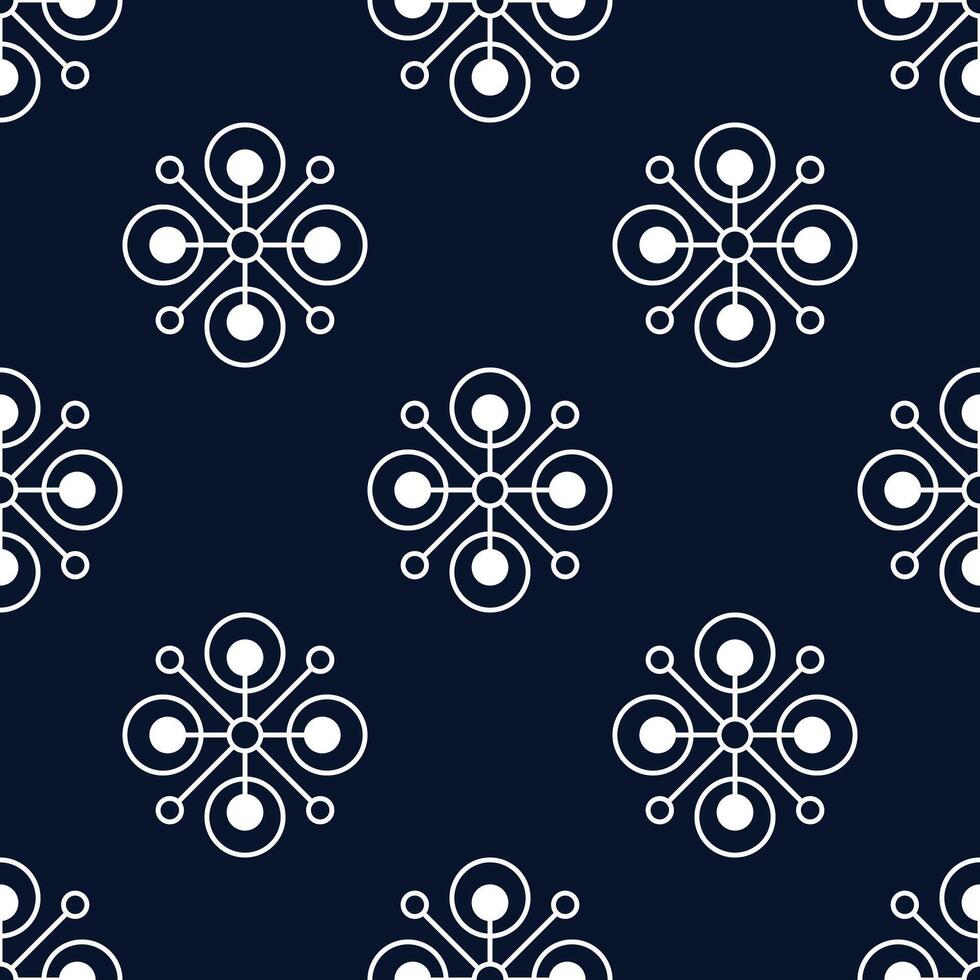 Abstract pattern featuring a network of interconnected circular shapes on dark background, a digital pattern for design vector
