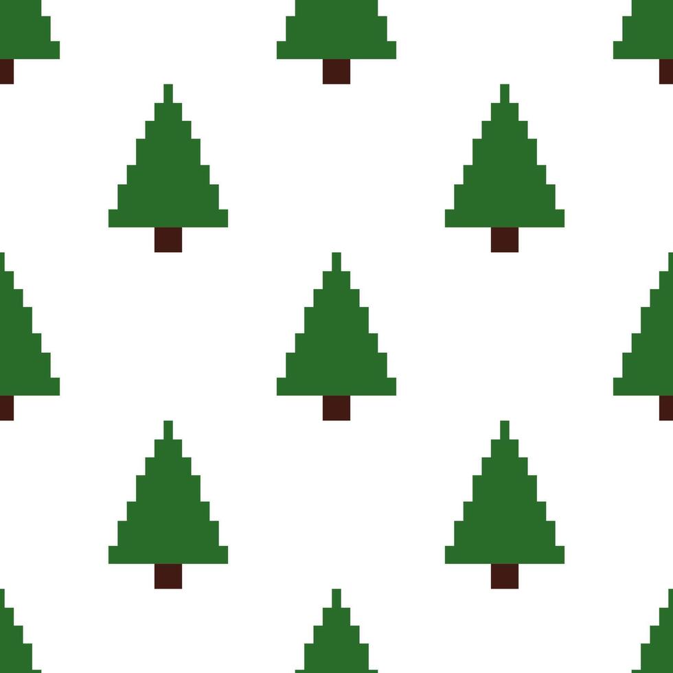 A simple pixel art pattern of Christmas trees on a neutral background vector