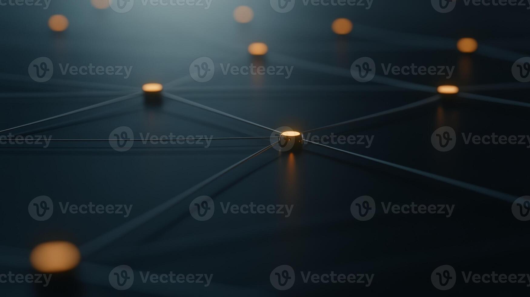 Connected nodes with glowing points on dark background representing networking and technology concepts photo