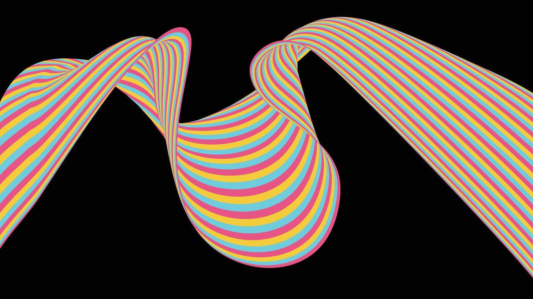 Dynamic 3D Striped Wave with Optical Illusion vector