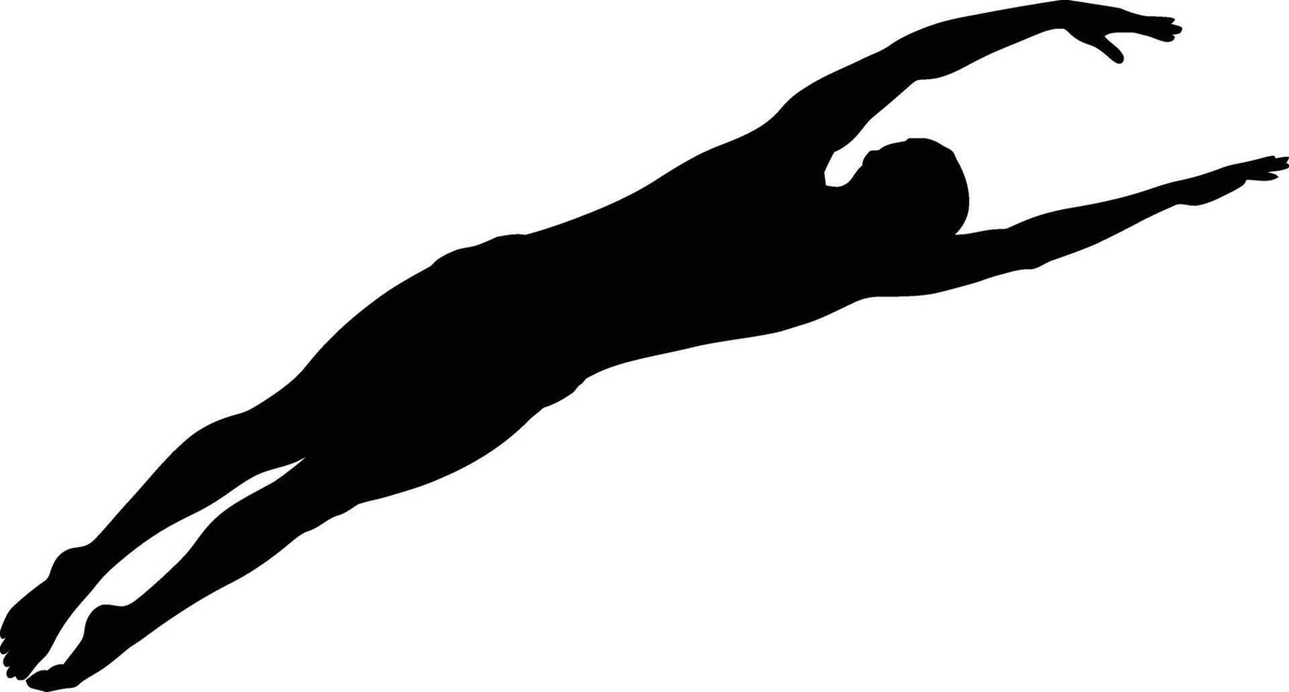Dynamic silhouette of a swimmer executing a powerful dive into water vector