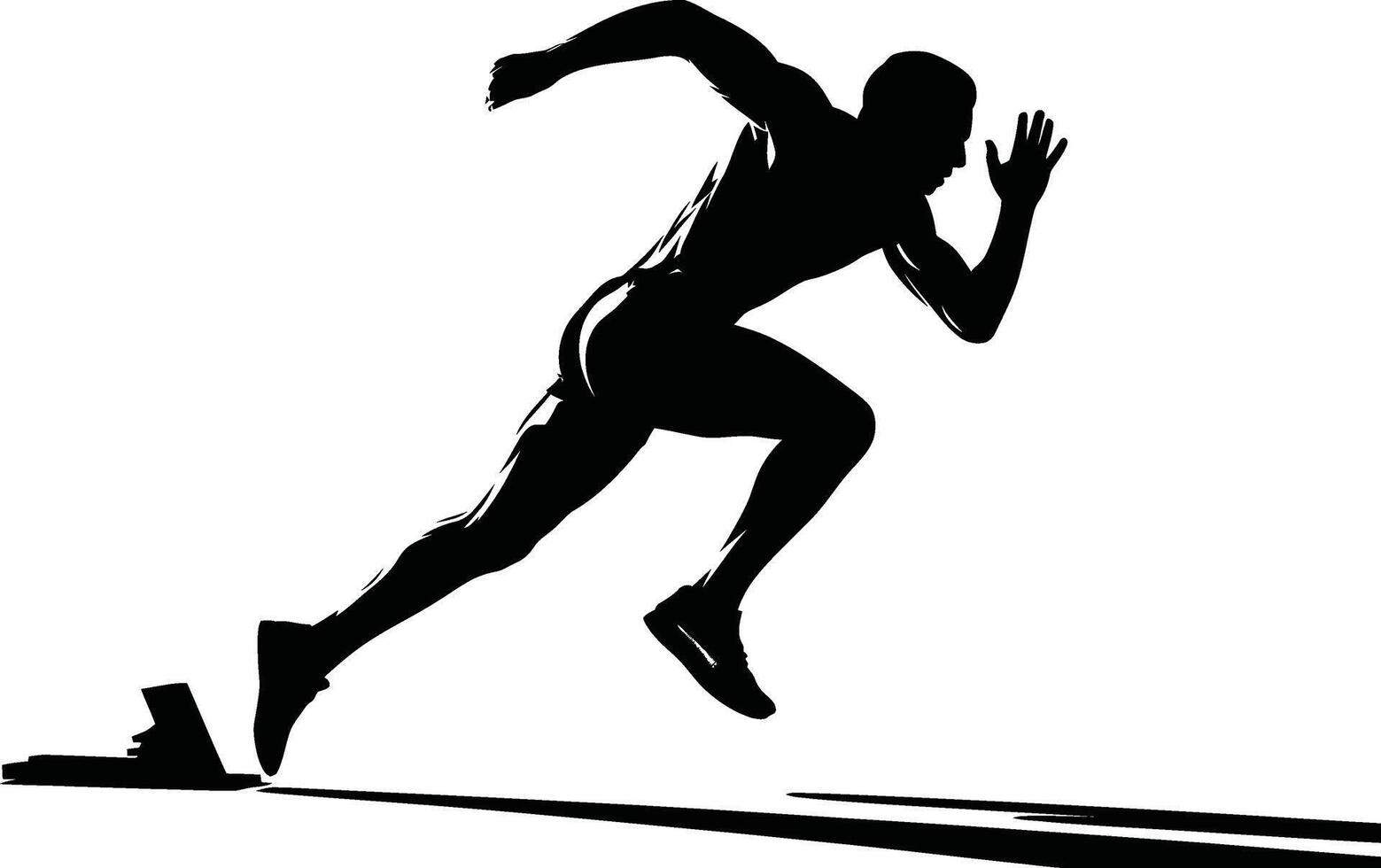 Dynamic silhouette of a sprinter in full stride on a white background vector