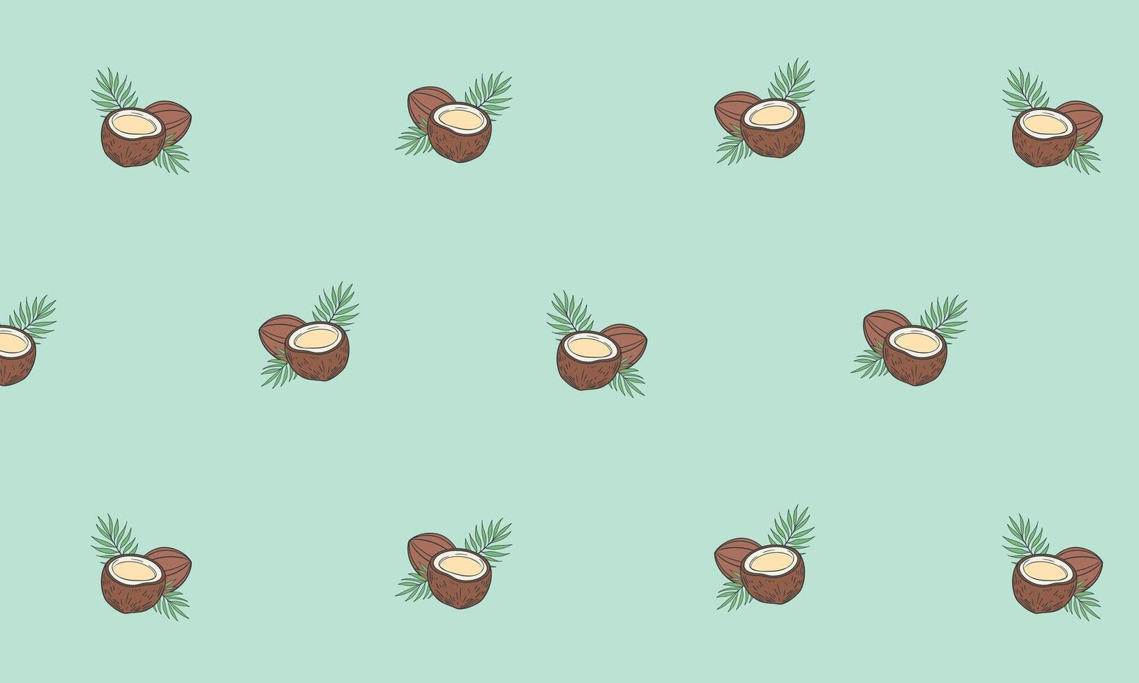 A repetitive pattern featuring brown chestnuts with green leaves on a light mint background. The design is simple and suitable for various applications. vector