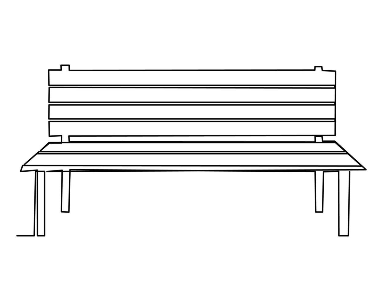 Continuous One Line Art Of Bench In Park. One Line Of Bench. vector