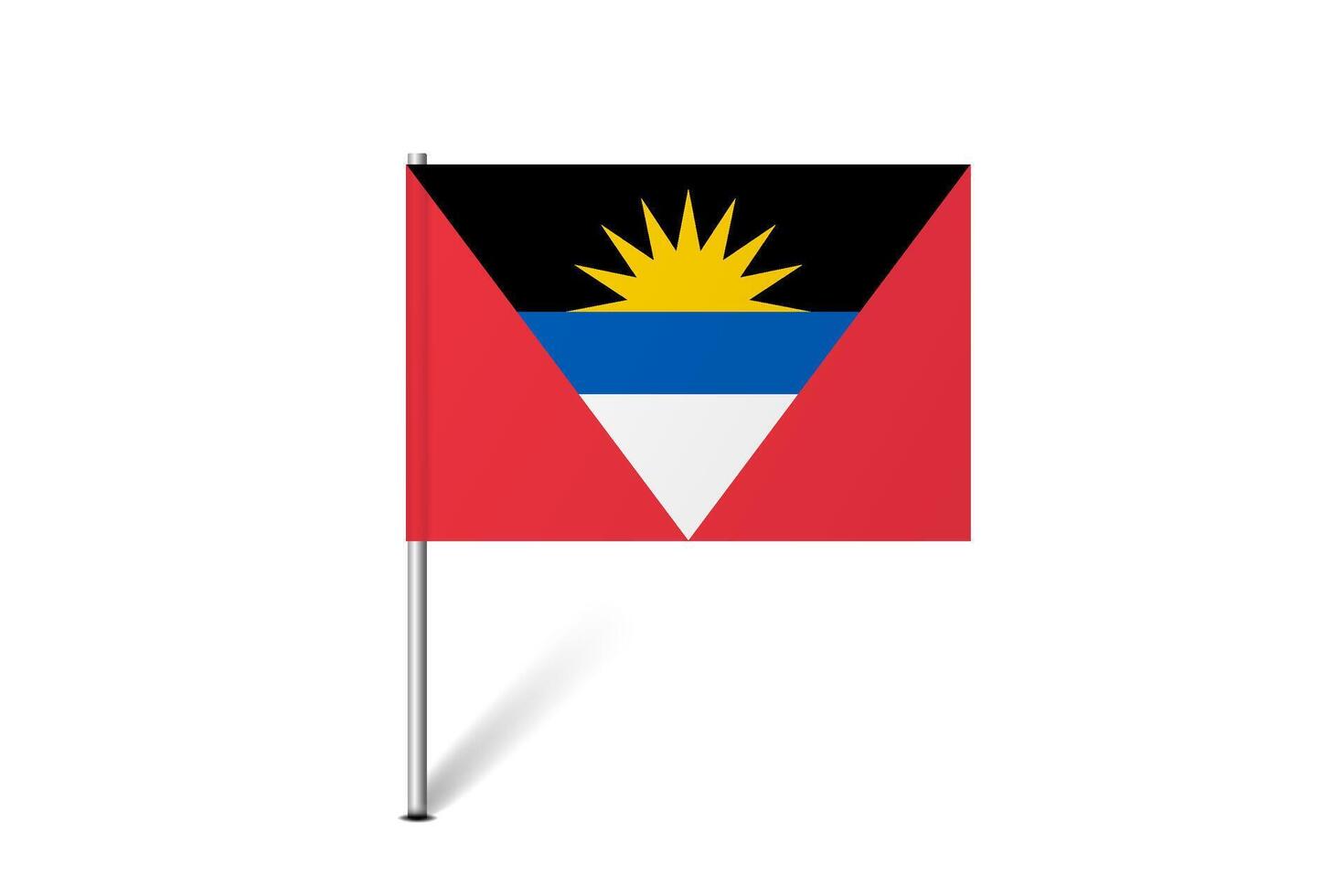 Antigua and Barbuda flag - map pin flag representing a country cultural identity and heritage. The essence of national pride and unity. Map pin flag stuck in a white background vector