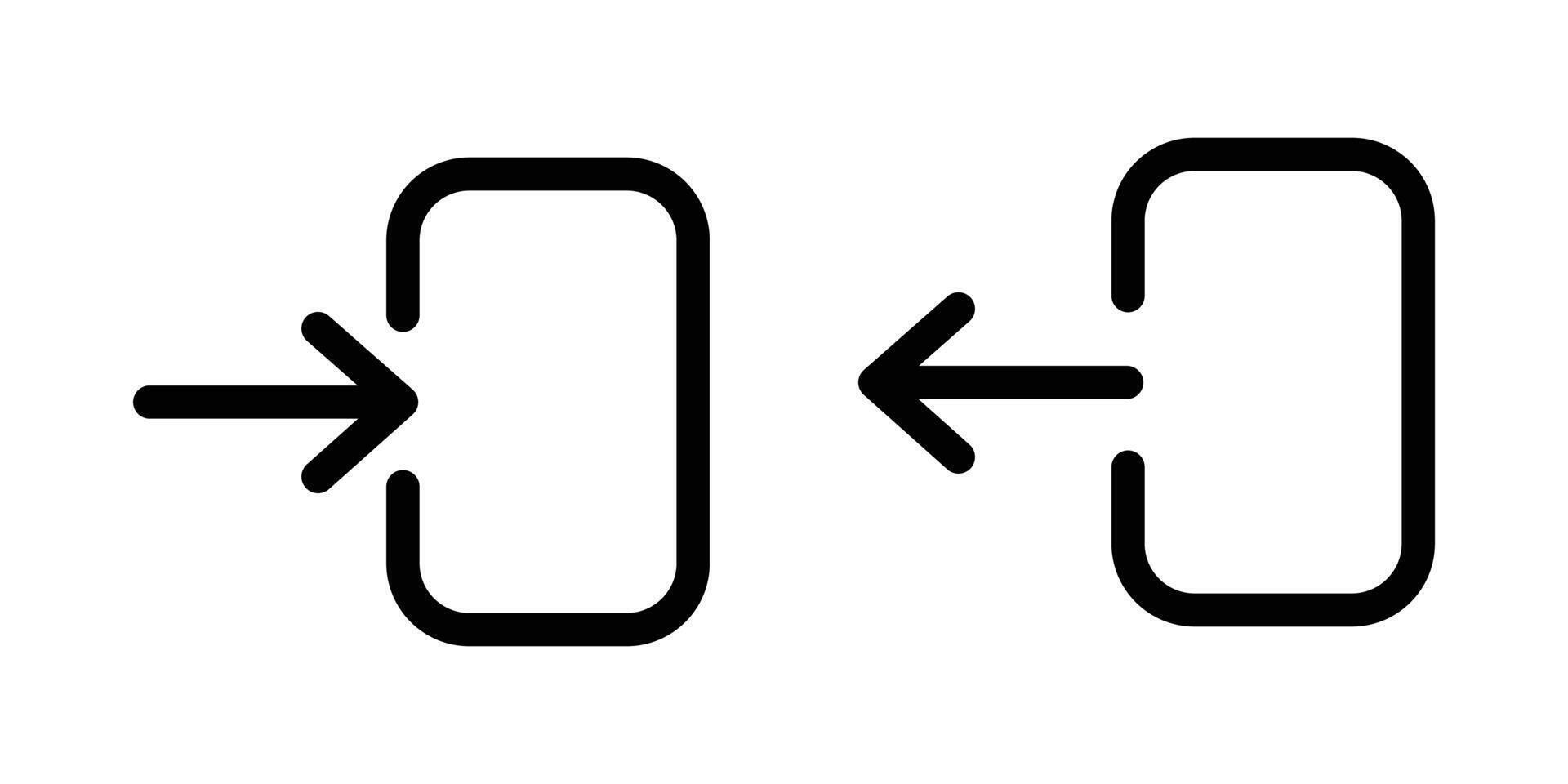 Enter and exit flat symbols. login and logout icon with arrow symbol. App profile login button. join icon. vector