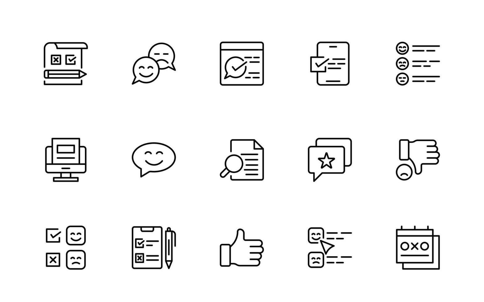 Survey feedback line icon set, testimonial, customer thin line icons. For website marketing design, logo, app, template, ui, etc. vector