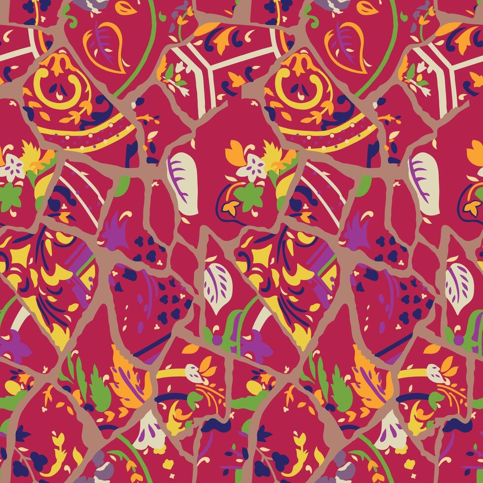 a colorful pattern with many different designs vector