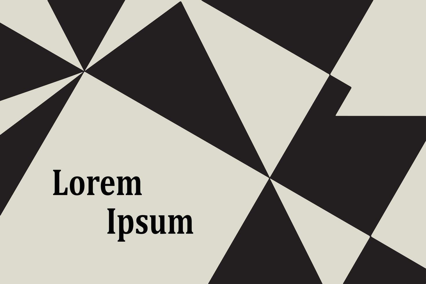 Abstract geometric pattern with black and white triangles and lorem ipsum text vector