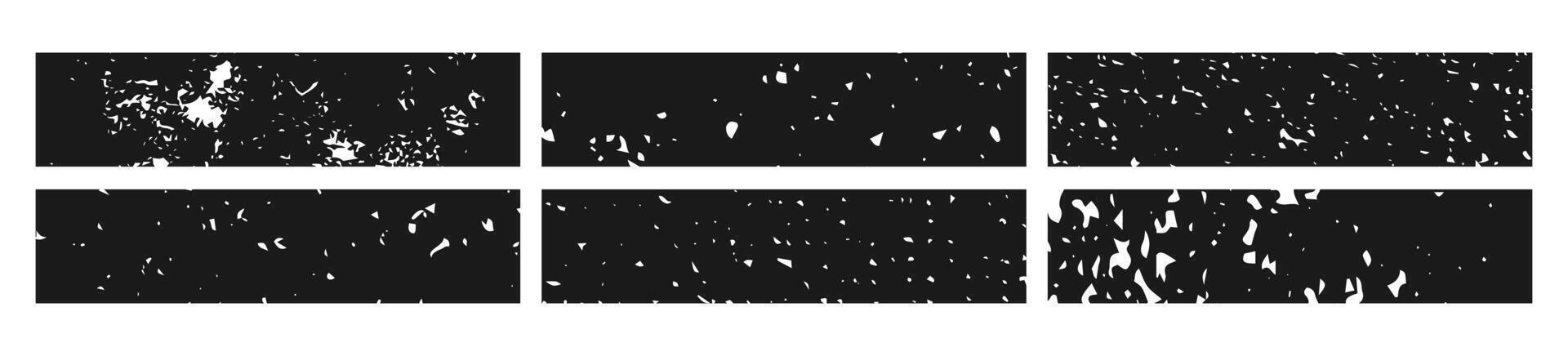 Set of black grunge banner. Abstract grainy blanks in rectangle form on white background. Good illustration vector