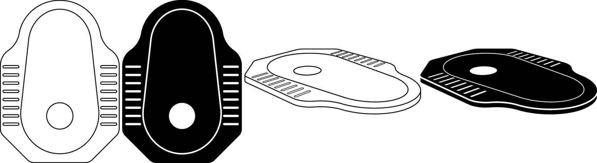 top view and side view squat toilet icon set vector