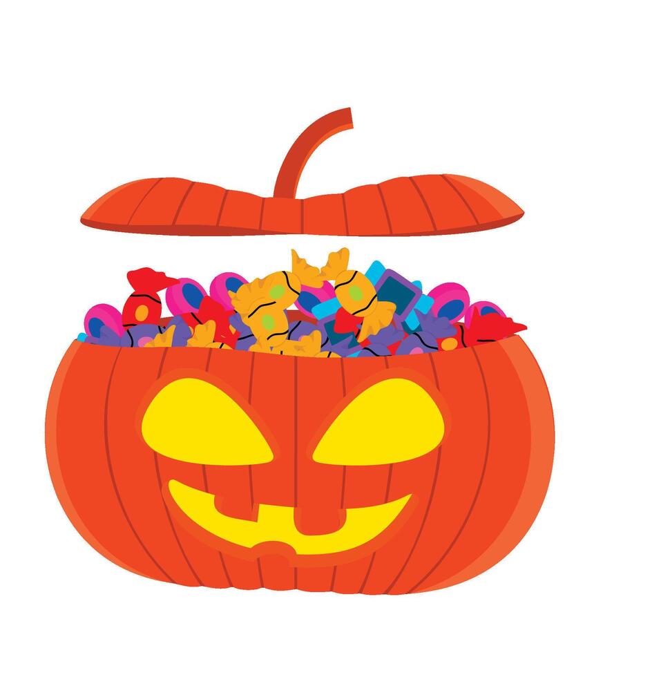 Pumpkin, candy, face, color icon. Simple colored of halloween icons for ui and ux, website or mobile application on white background vector