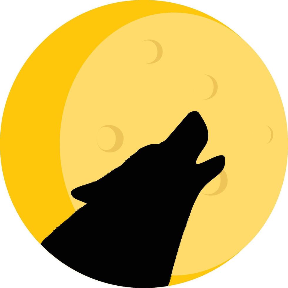 Moon, wolf, silhouette, color icon. Simple colored of halloween icons for ui and ux, website or mobile application on white background vector