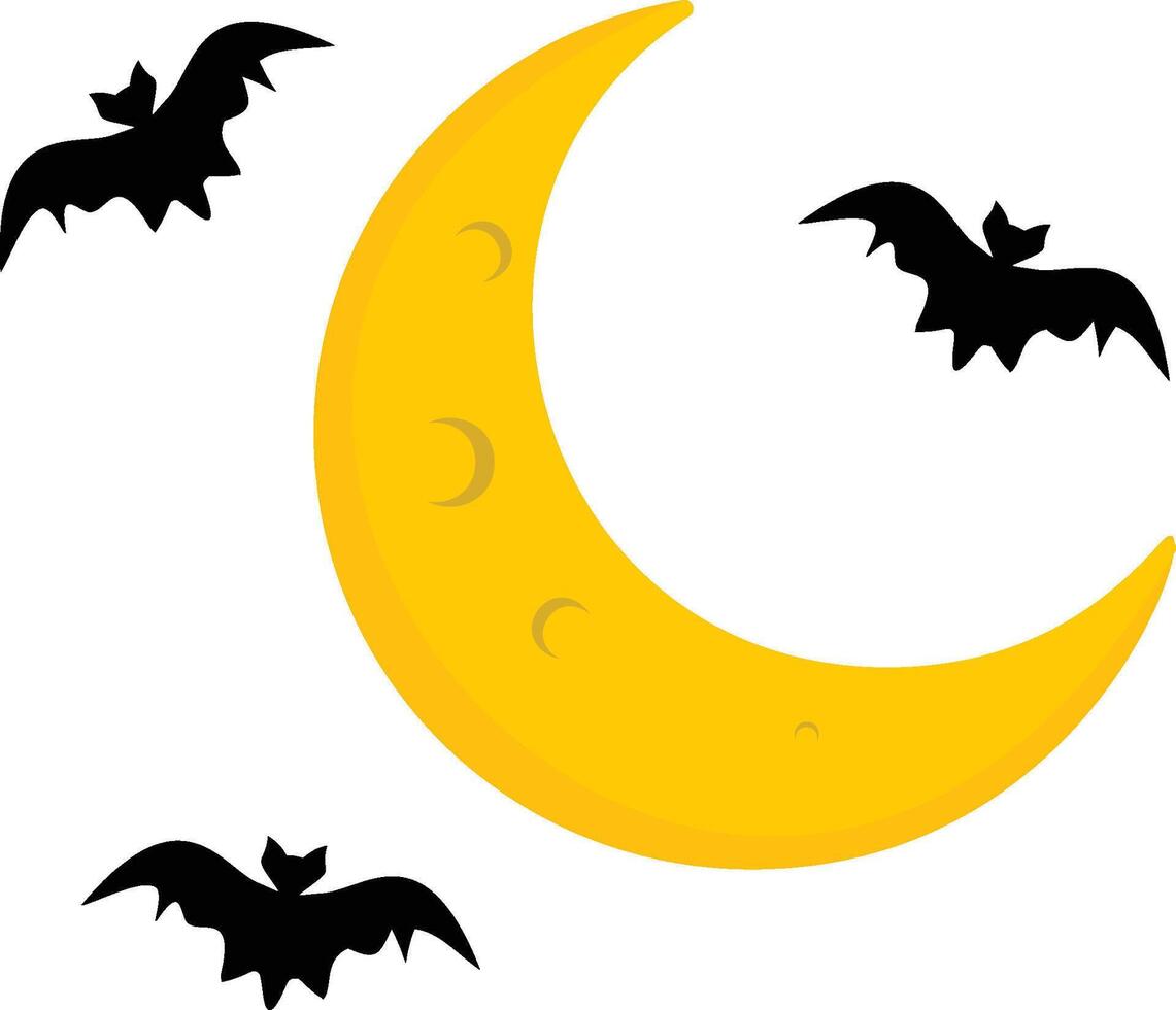 Crescent, bats, color icon. Simple colored of halloween icons for ui and ux, website or mobile application on white background vector