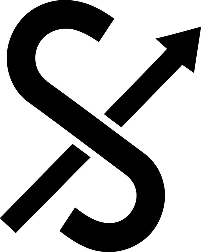 Stylized s shape with upward arrow symbol abstract design simple modern clean graphic element vector