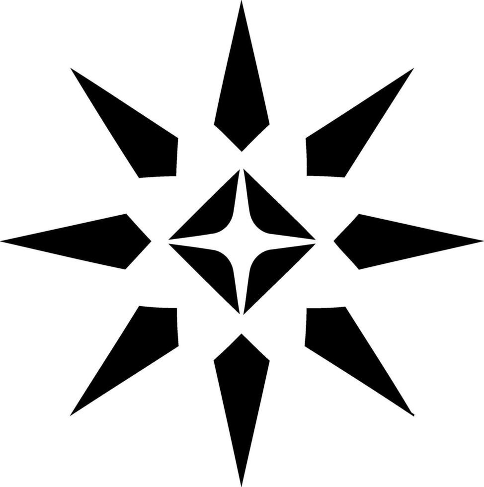 Stylized starburst symbol with eight pointed rays simple graphic design element vector