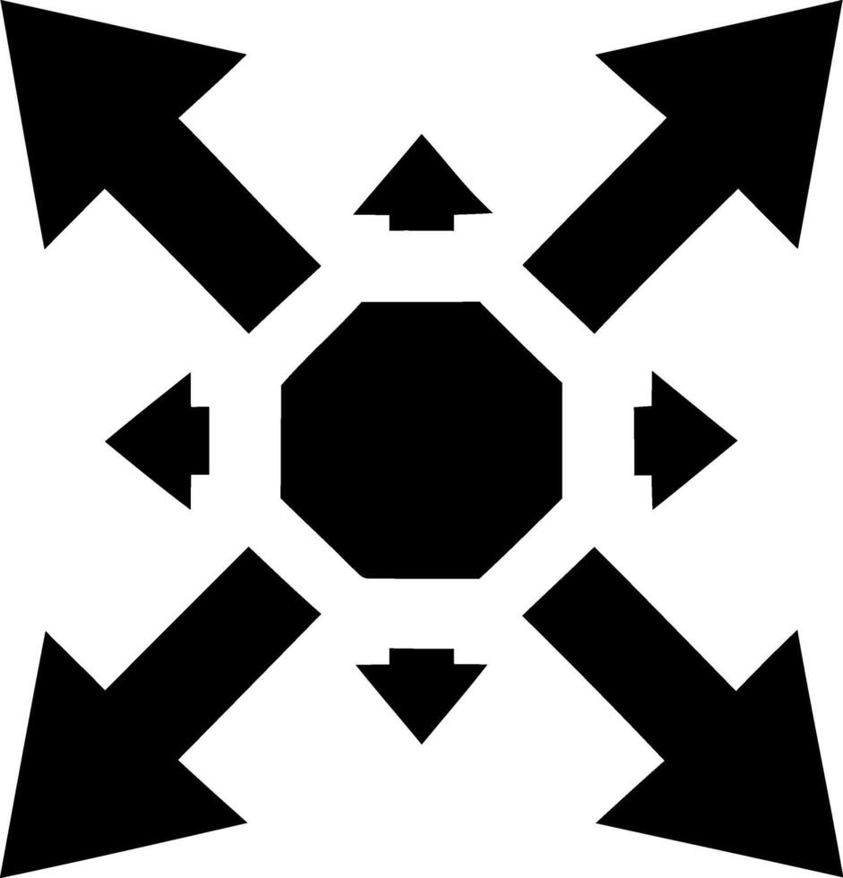 Simple arrow icon showing expansion and direction in all ways vector