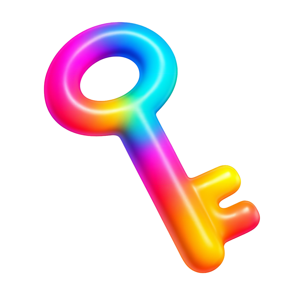 A Vibrant Glossy Keyboard With Colorful Gradient Keys Displayed On A Transparent Background png