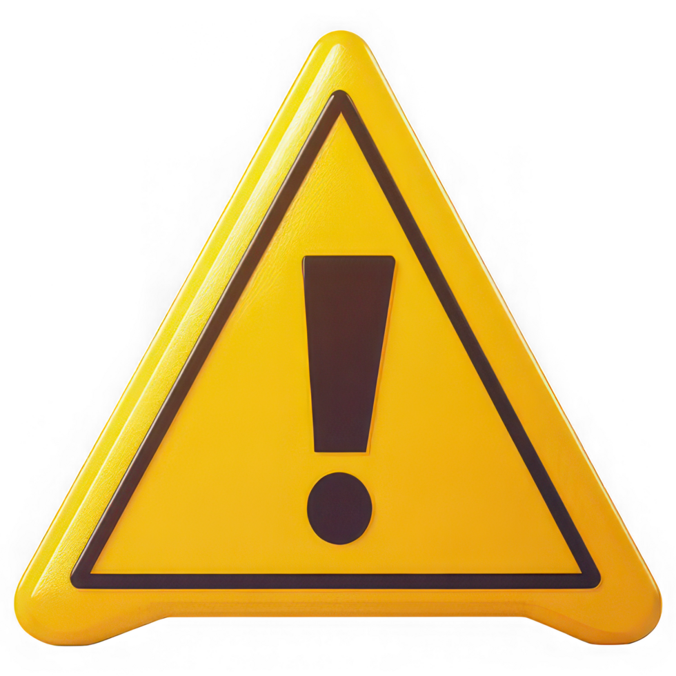 Jaune 3d avertissement Triangle avec une foncé marron exclamation marque et une foncé frontière sur une transparent Contexte png