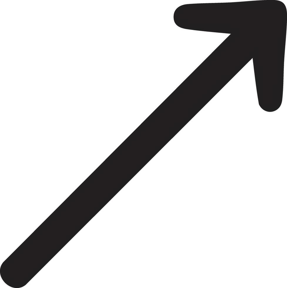 Simple black arrow pointing up and to the right isolated on white background vector