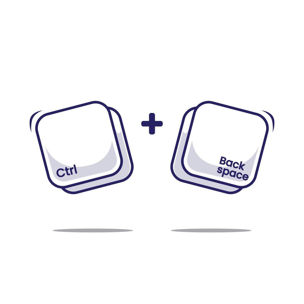 Flat carton of Computer keyboard combination shortcut Ctrl and backspace icon or symbol for fast typing on work or study. Work efficient innovation on computer vector