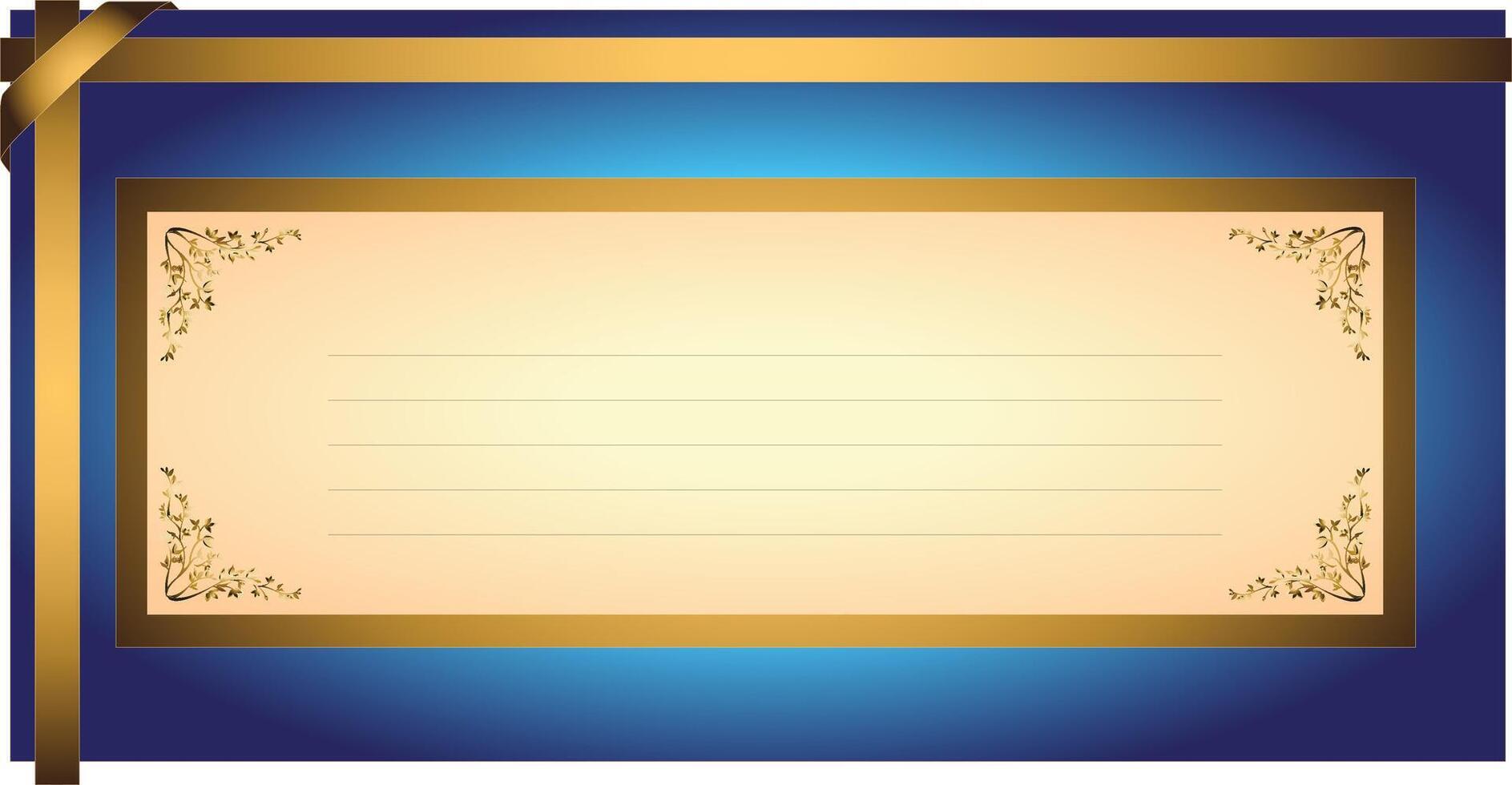 An empty frame with a golden ribbon and a copy space vector