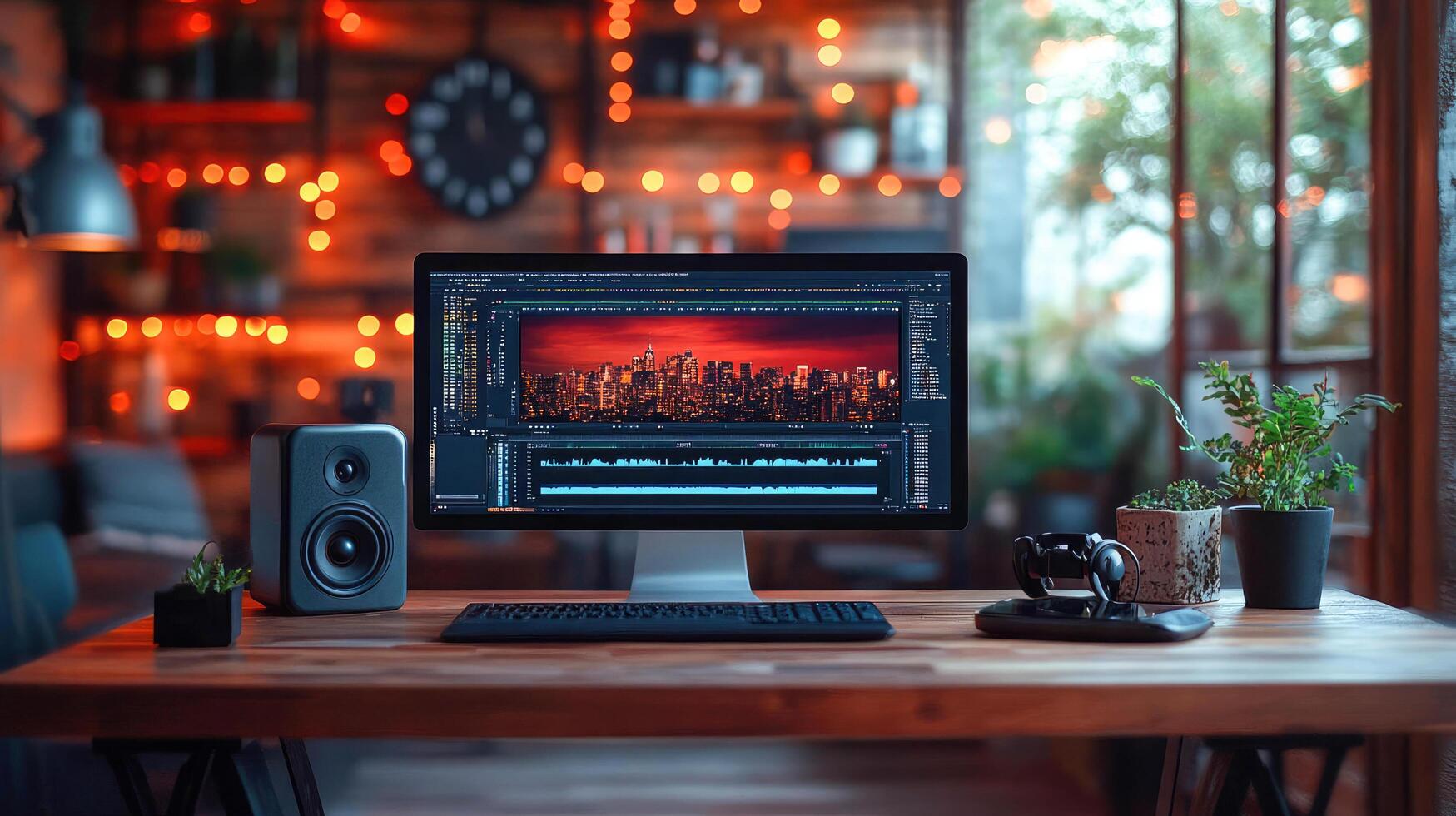 A computer screen with a editing program on it photo