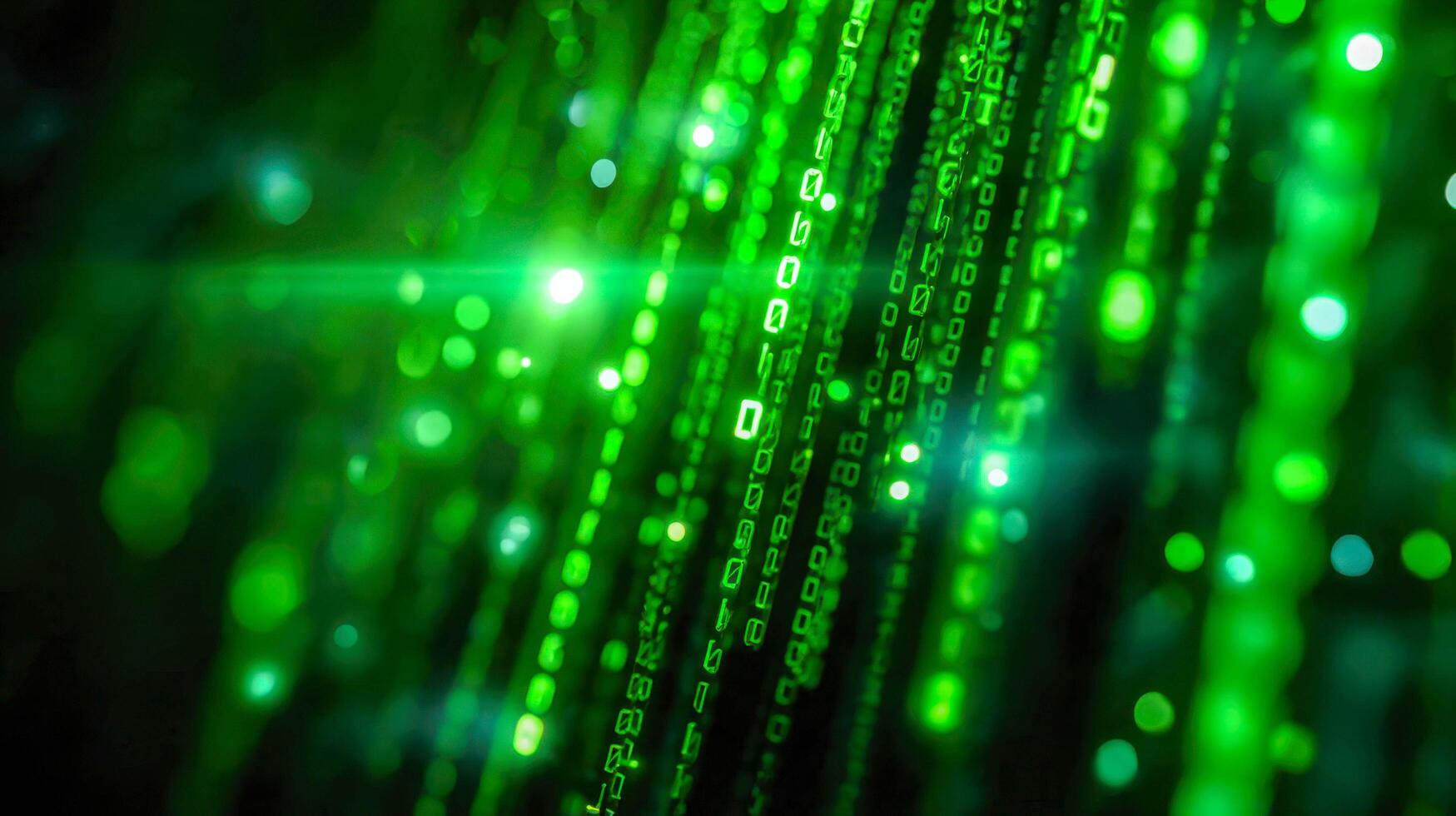 Green matrix background with binary code photo