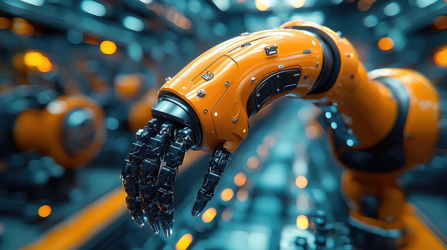 Robotic Arm CloseUp Advanced Technology, Industrial Automation, and Precision Engineering in a Modern Factory Setting. photo