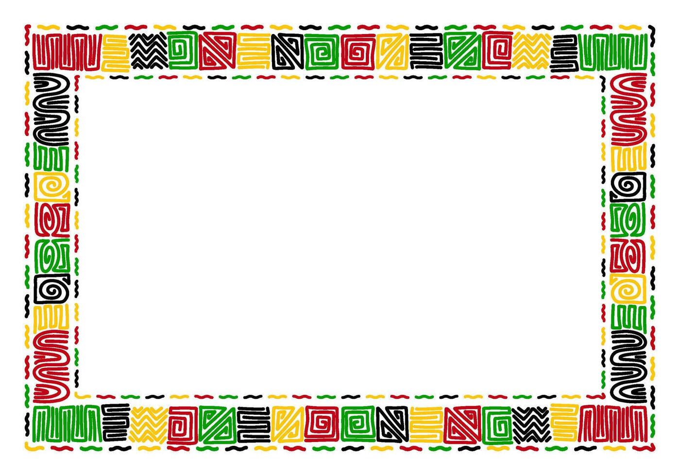 Celebration frame template with colorful abstract borders, ideal for Black History Month or Juneteenth themes, providing a clear text area vector
