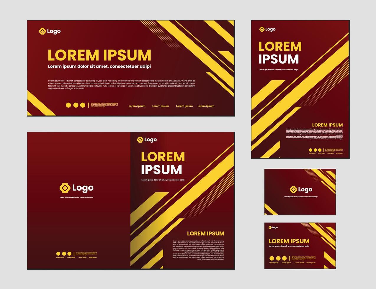 dark red and yellow combination background branding template vector