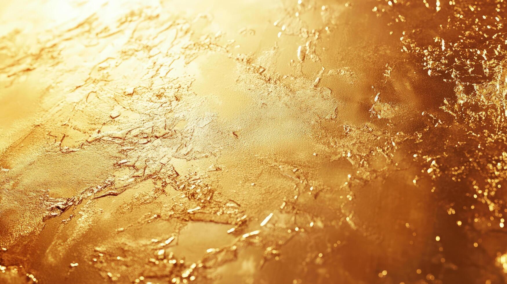 Glimmering gold texture presents a luminous, reflective surface with intricate patterns throughout the whole frame photo