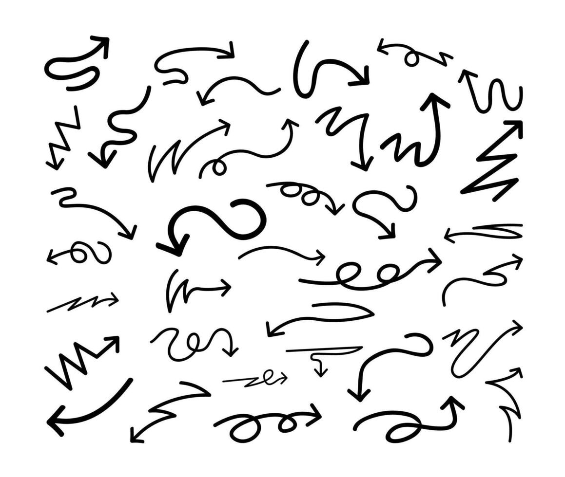 Set of unique doodle arrow pointer illustration collection for infographic web and graphic design vector