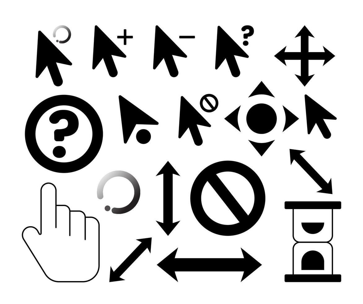 Set of cursor arrow elements creative pointer icons collection for digital interface editable symbols vector