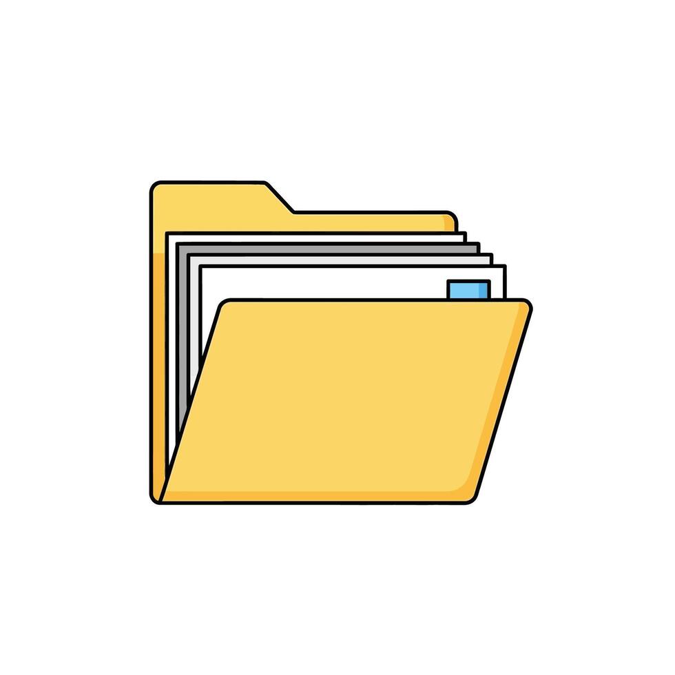 Open File Folder with Documents Line Icon vector