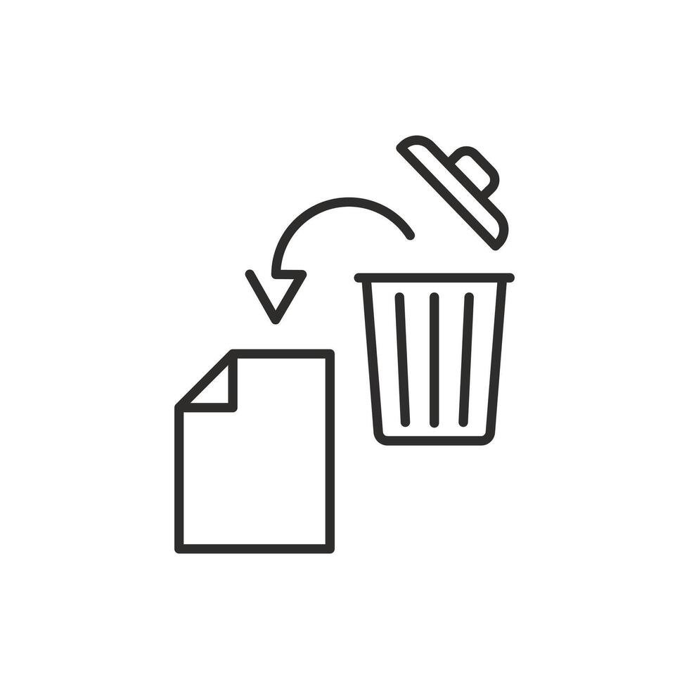 recover deleted icon, restore information or data, thin line symbol on white background editable stroke illustration vector