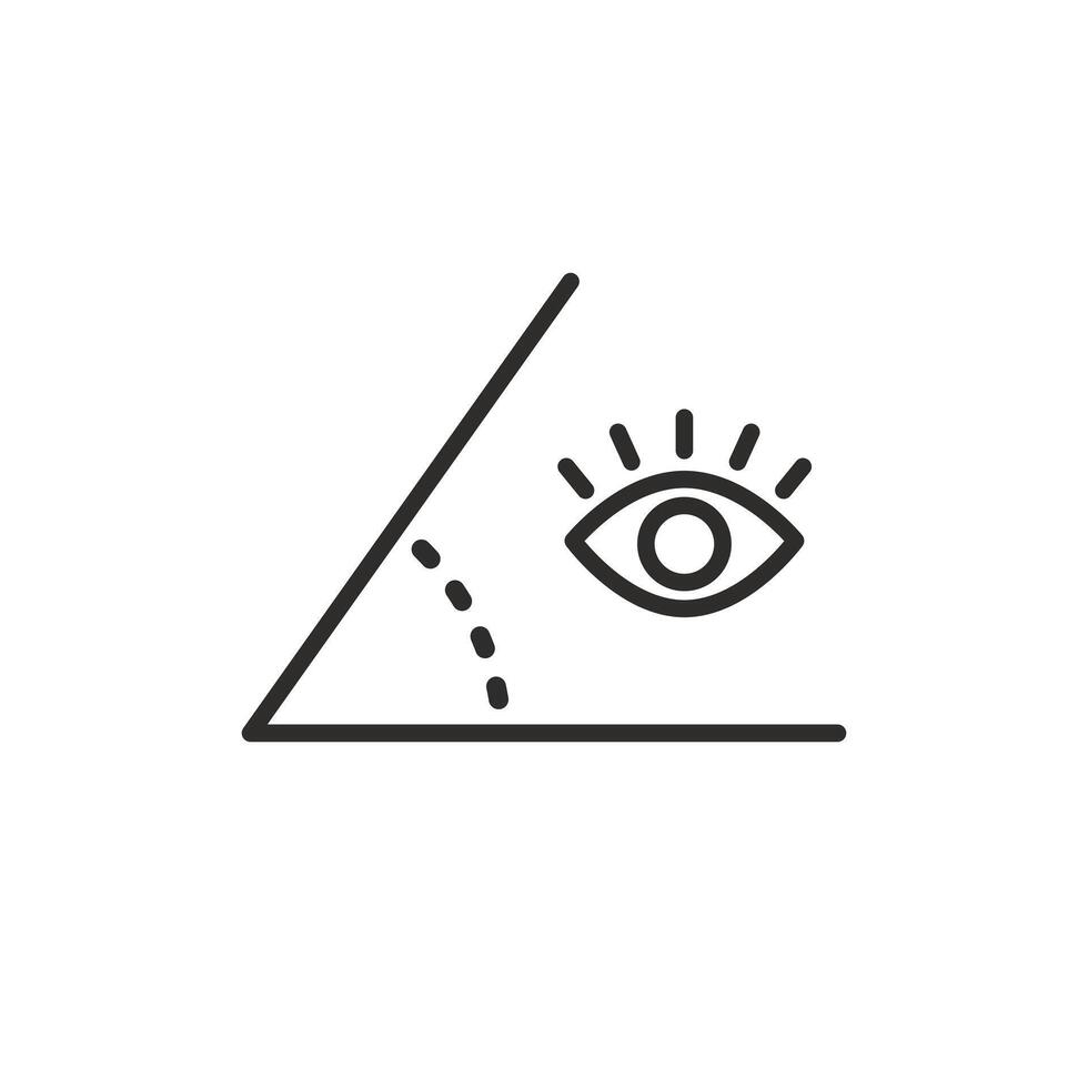 viewing angle icon, field of view, vision eye, thin line symbol editable stroke illustration vector