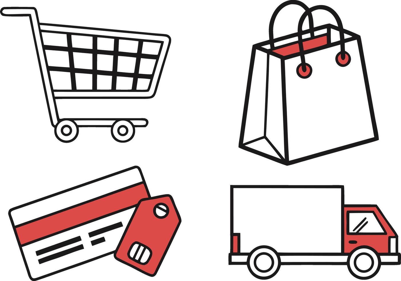 Digital Cart and Courier Service Icon Design Marketplace Order and Fast Delivery Icons Library vector
