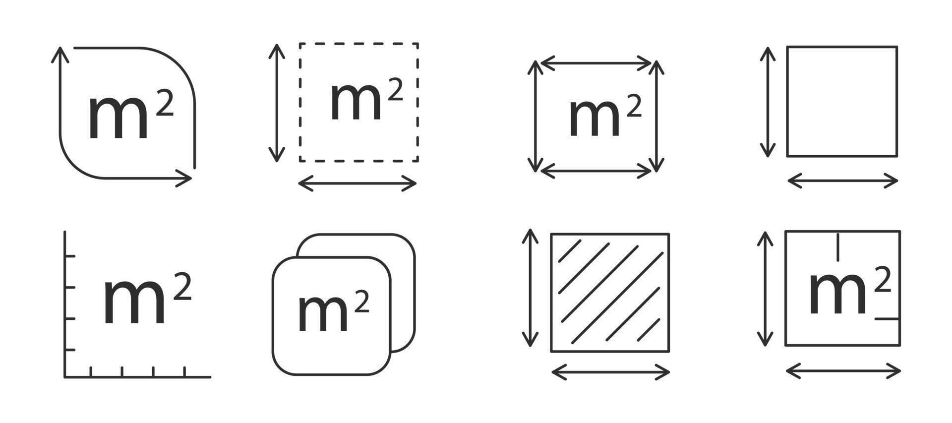 Square meter icon line quantity area, m2 measuring area sign or symbol. Simple territory measurement. Flat area square meter. vector
