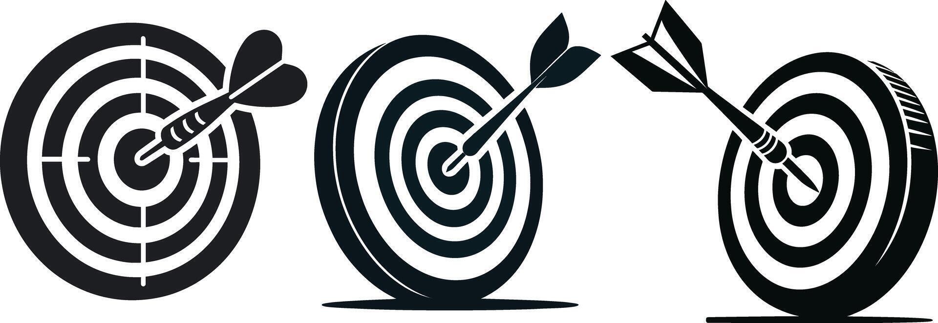 Silhouette of Dart Arrow Hitting Center of Target vector