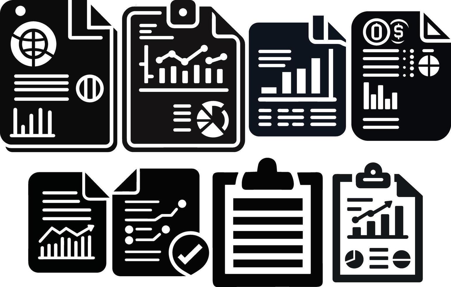 Silhouette of Document Icon with Chart Symbols vector