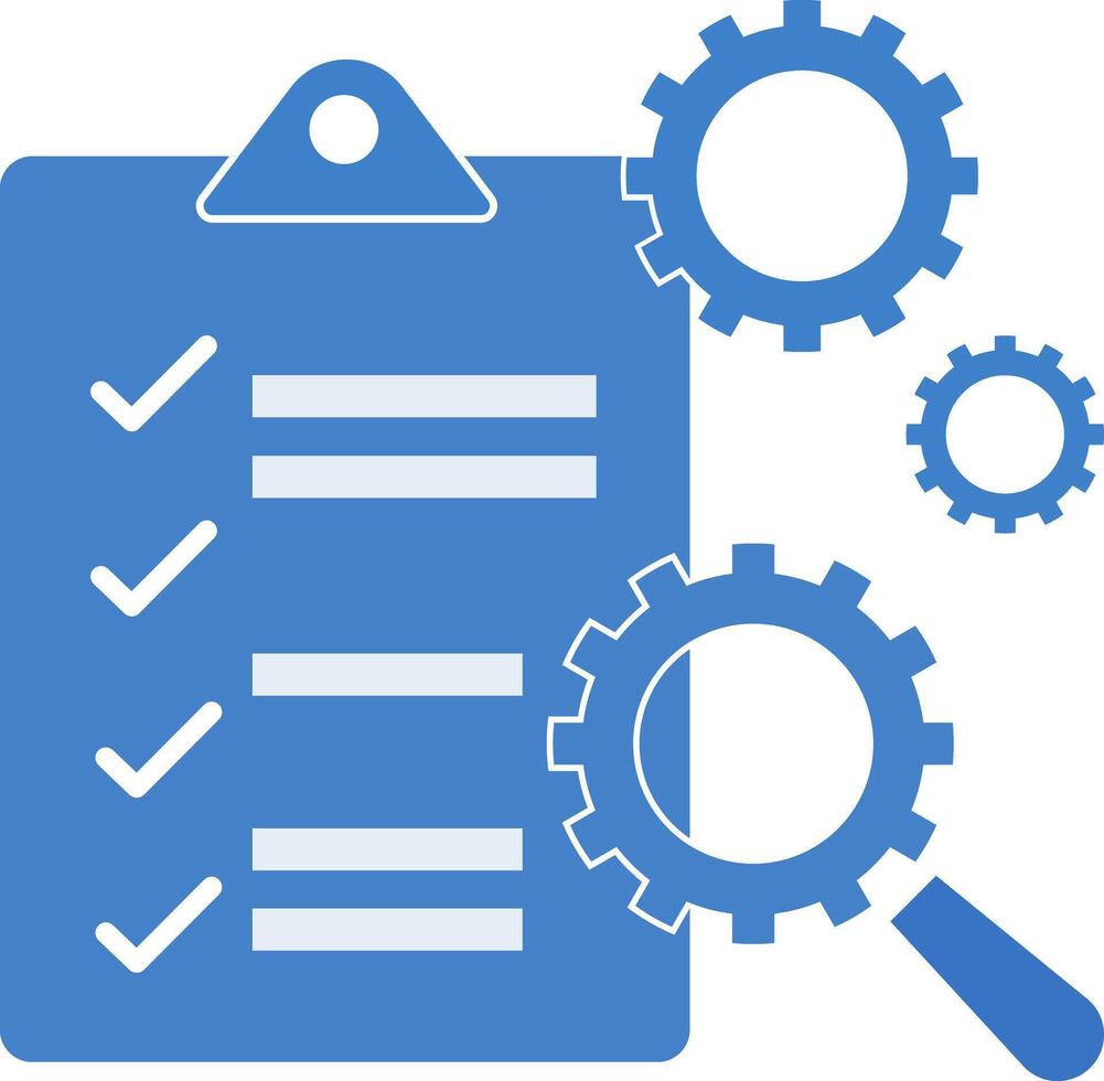 checklist icon with gears and checkmarks vector