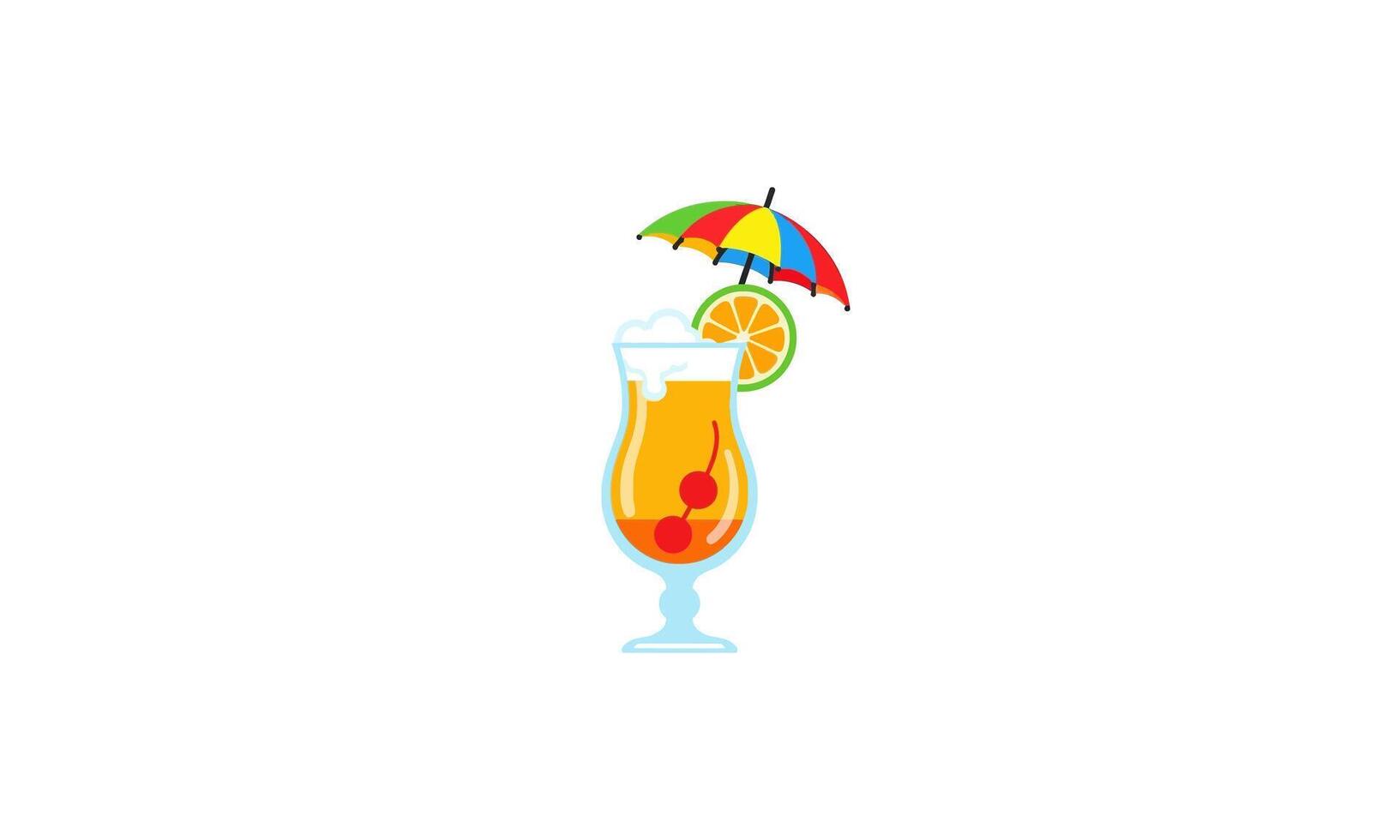 A colorful drink with an umbrella and a slice of lime vector