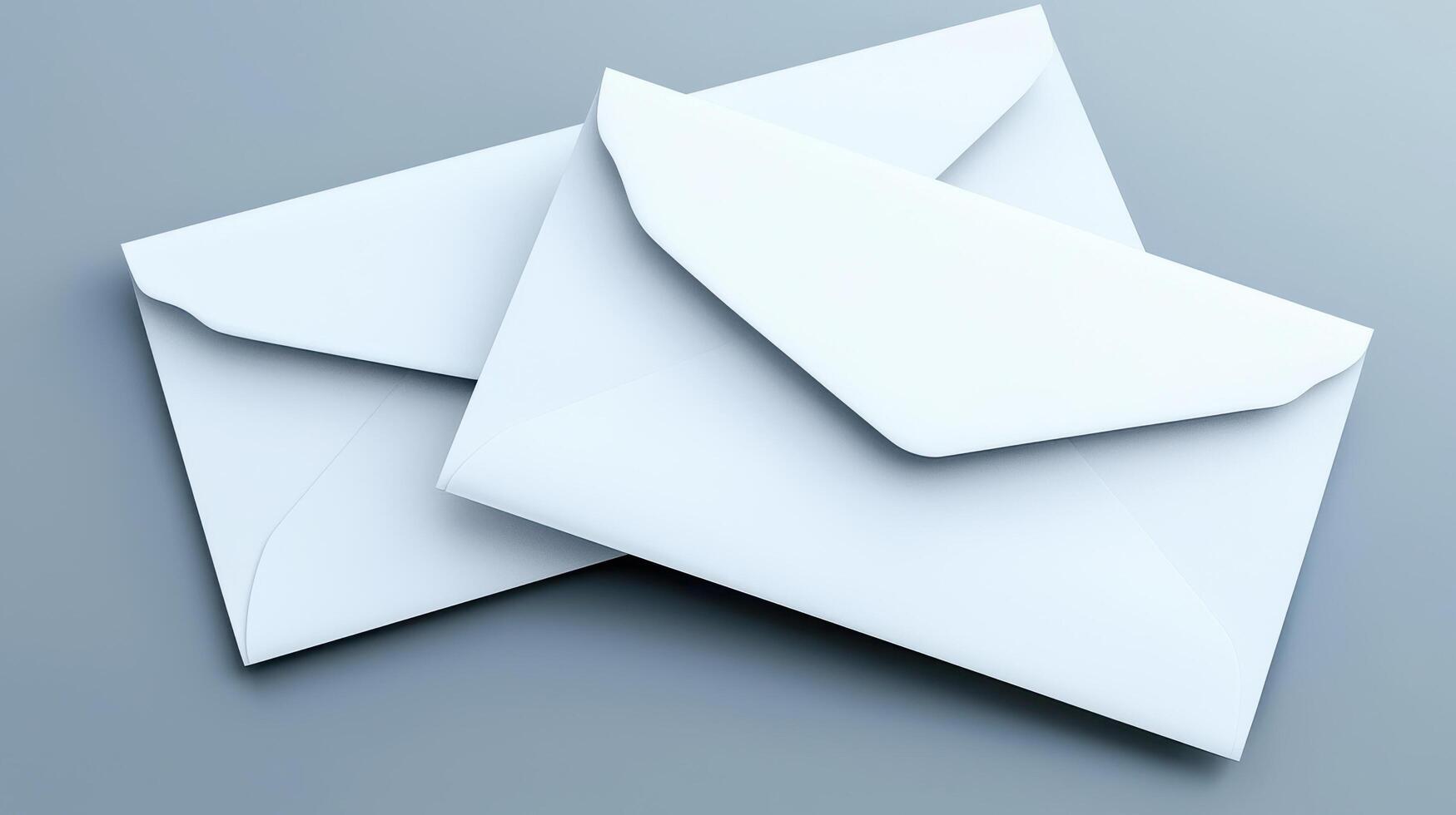 White envelopes on gray background, symbolizing communication and correspondence. These envelopes are perfect for sending letters or invitations photo