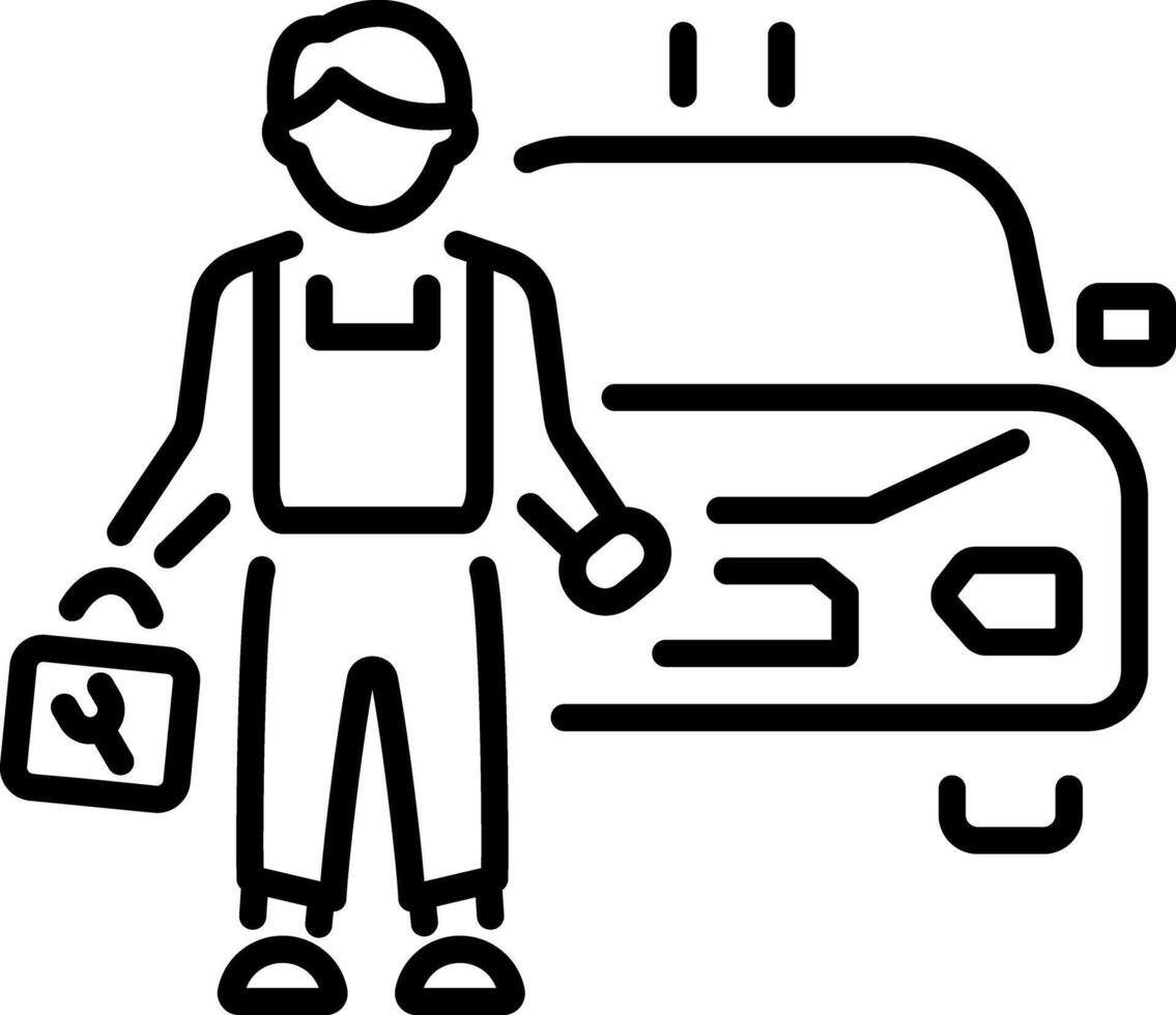 A linear style icon representing car mechanic vector