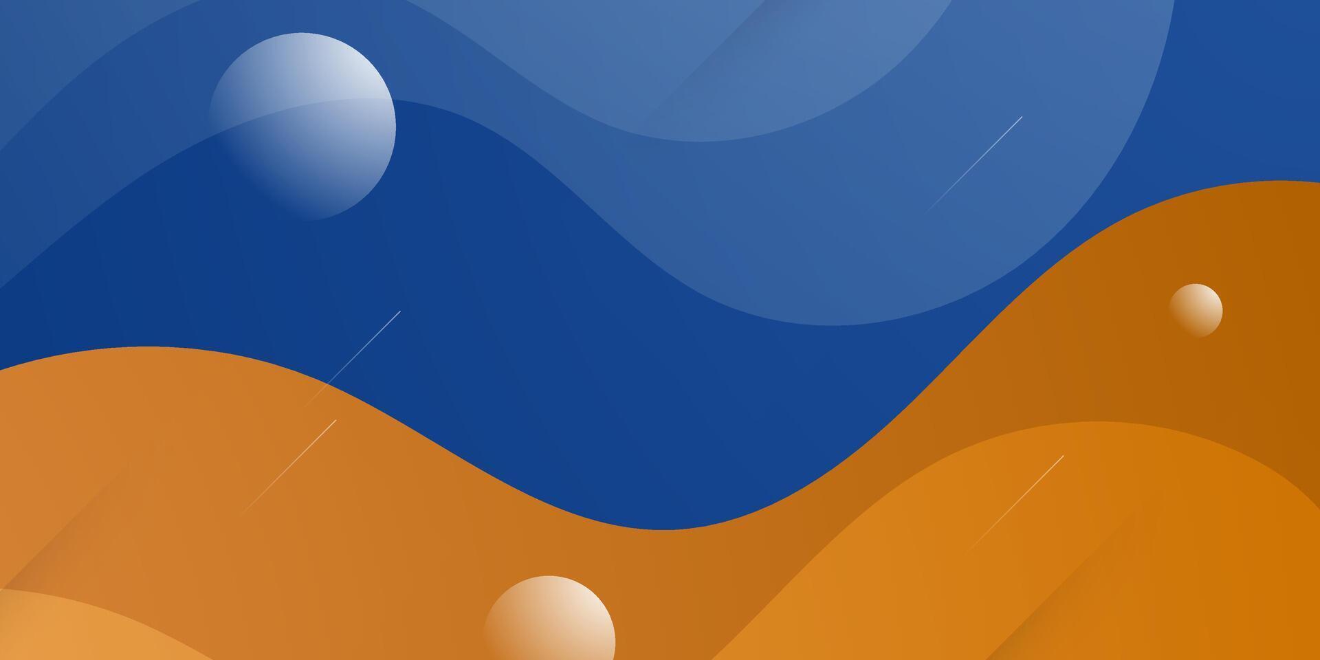 Abstract blue background with orange wave fluid pattern element design. Trendy concept halftone banner background. vector